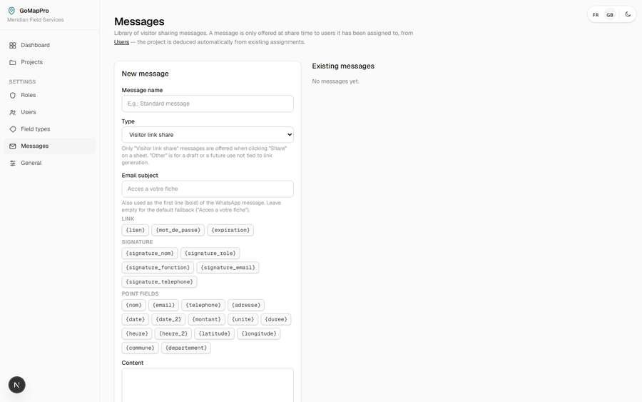 Modèles de messages